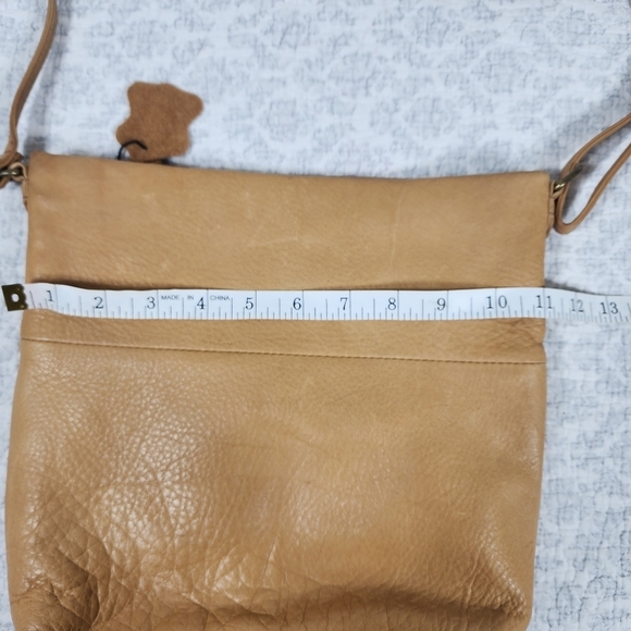 Tan Genuine Leather Crossbody Shoulder Bag with Turn Lock - Picture 6 of 9